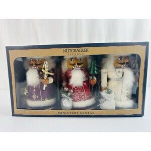 CHRISTMAS 3 MINIATURE SANTAS NUTCRACKERS 7" TALL